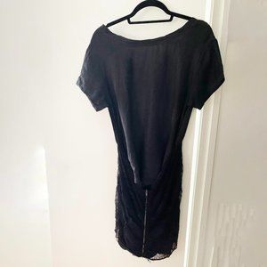 Theory Silk & Lace Black Dress